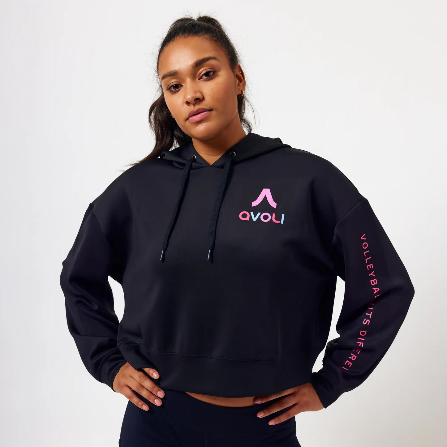 Black and Rainbow Cropped Hoodie