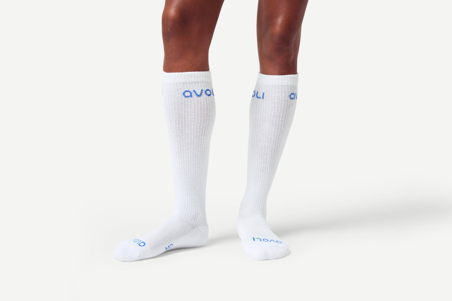 Avoli Calf Sock in White with Egyptian Blue