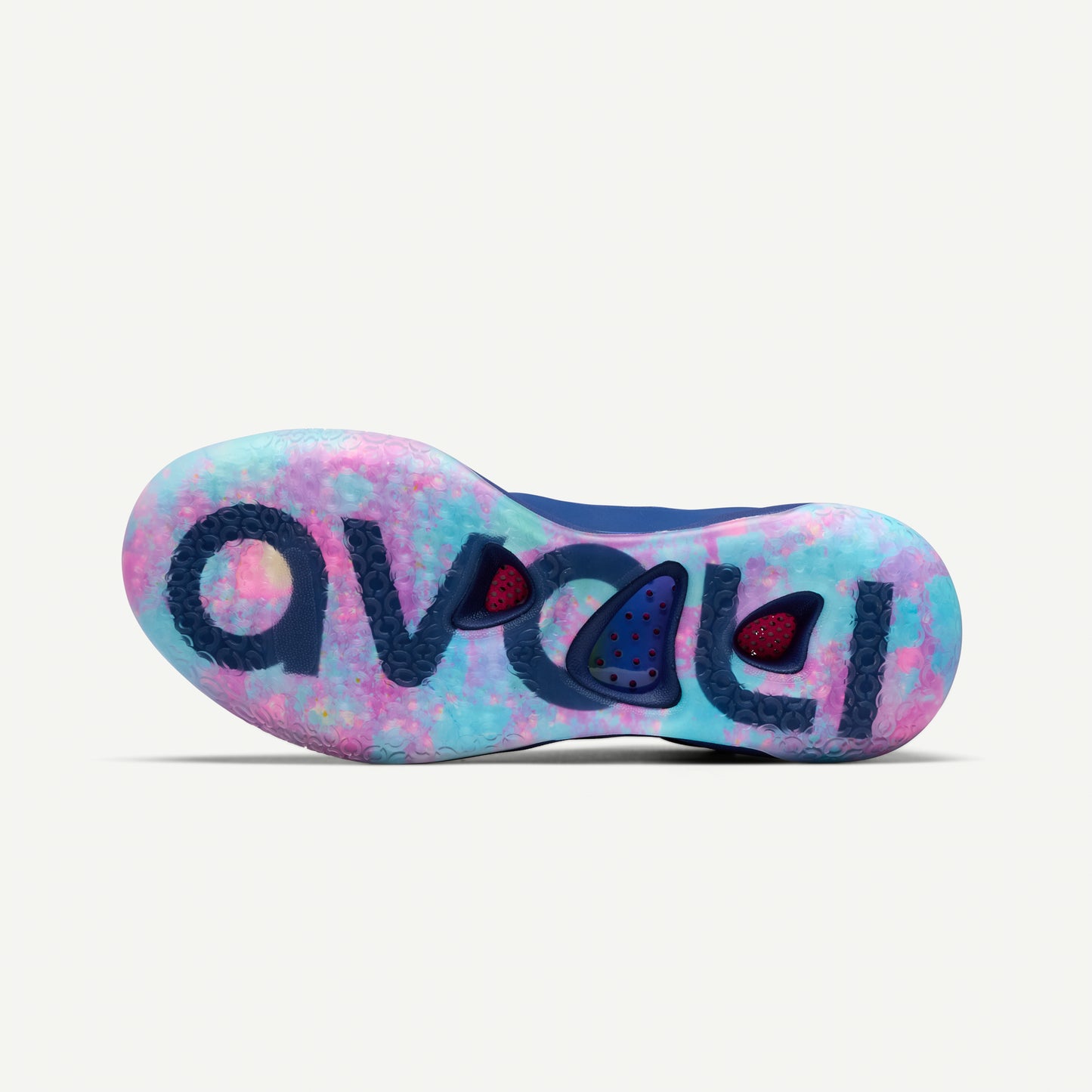 Colorful shoe sole with 'avali' branding on a white background