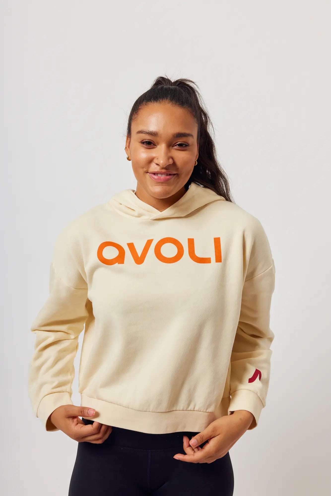 Winter 2024 Cream and Orange Cropped Hoodie