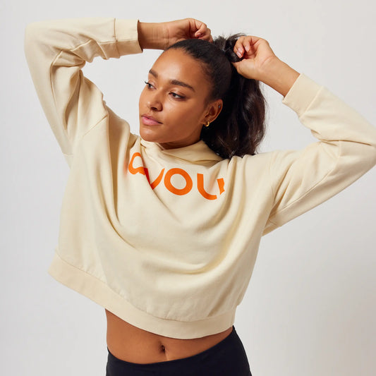 Winter 2024 Cream and Orange Cropped Hoodie