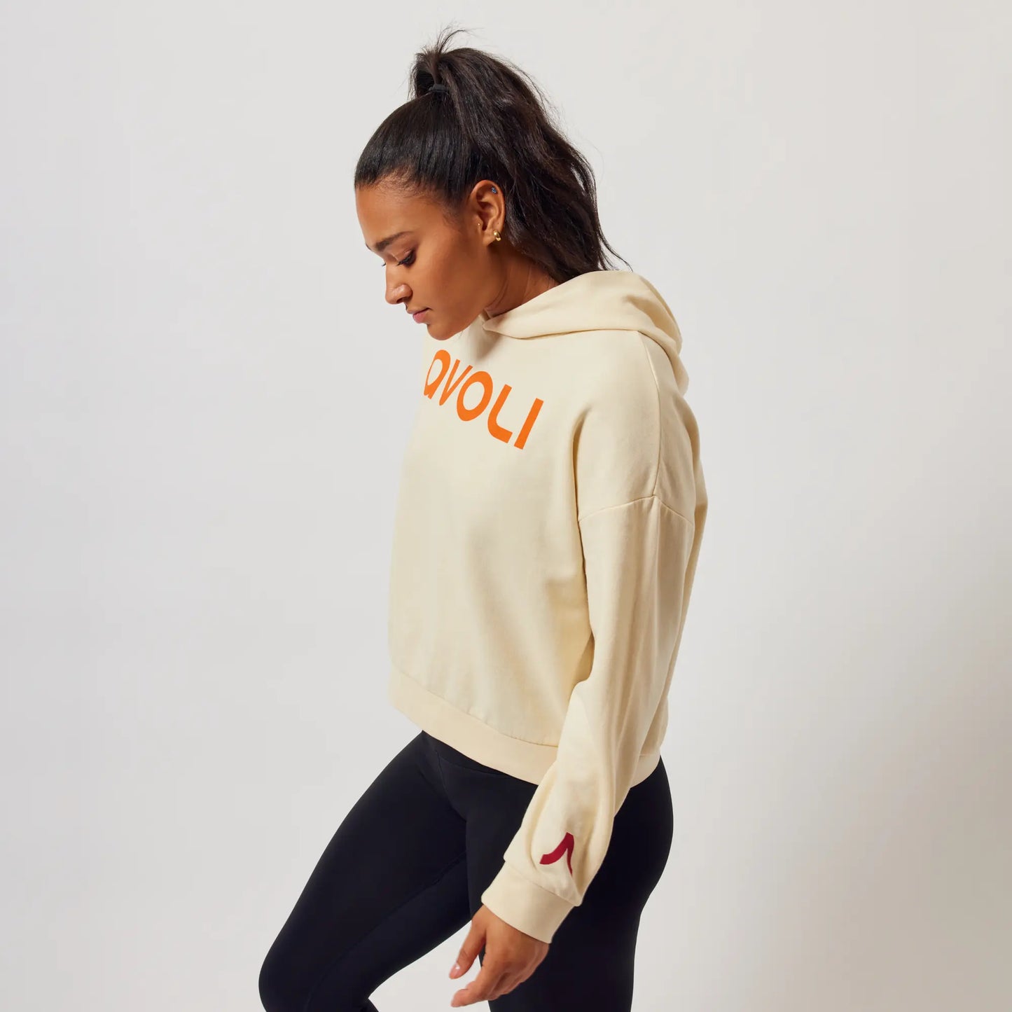 Winter 2024 Cream and Orange Cropped Hoodie