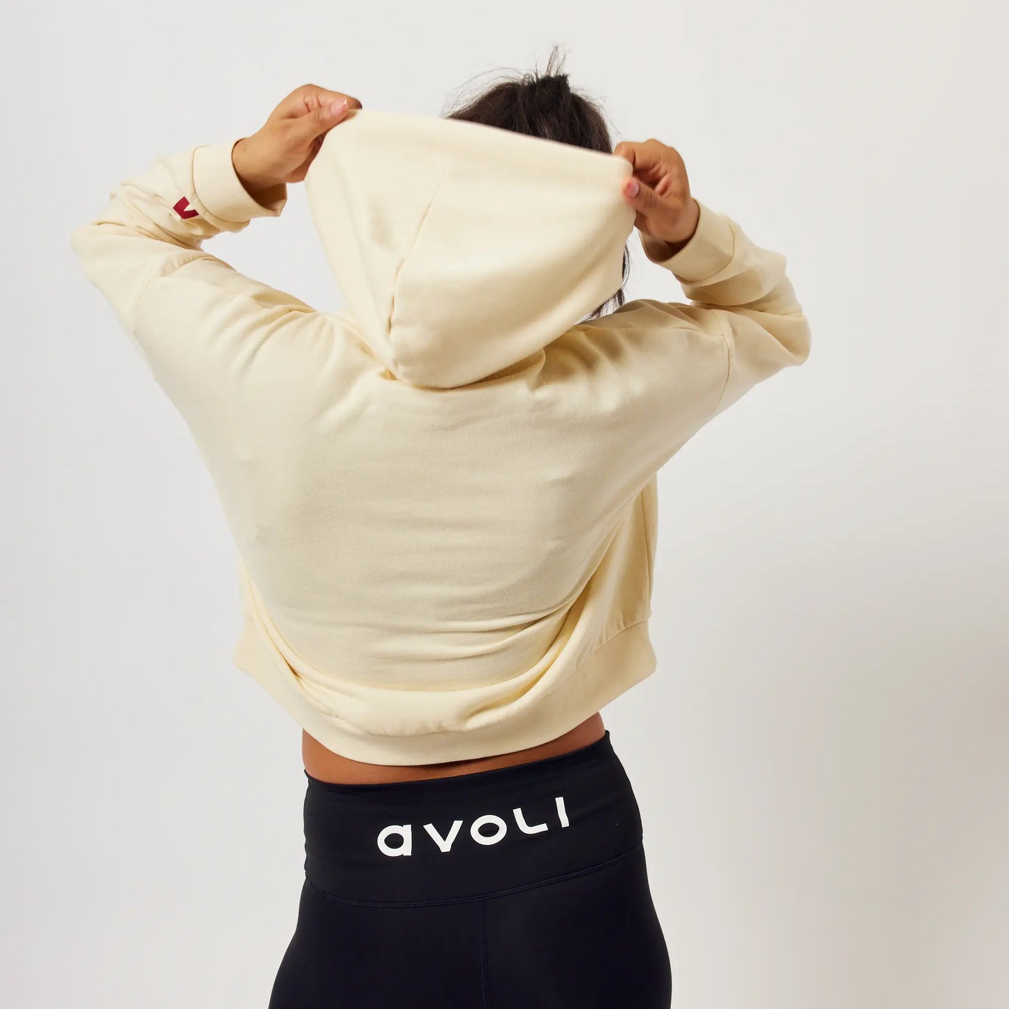 Winter 2024 Cream and Orange Cropped Hoodie