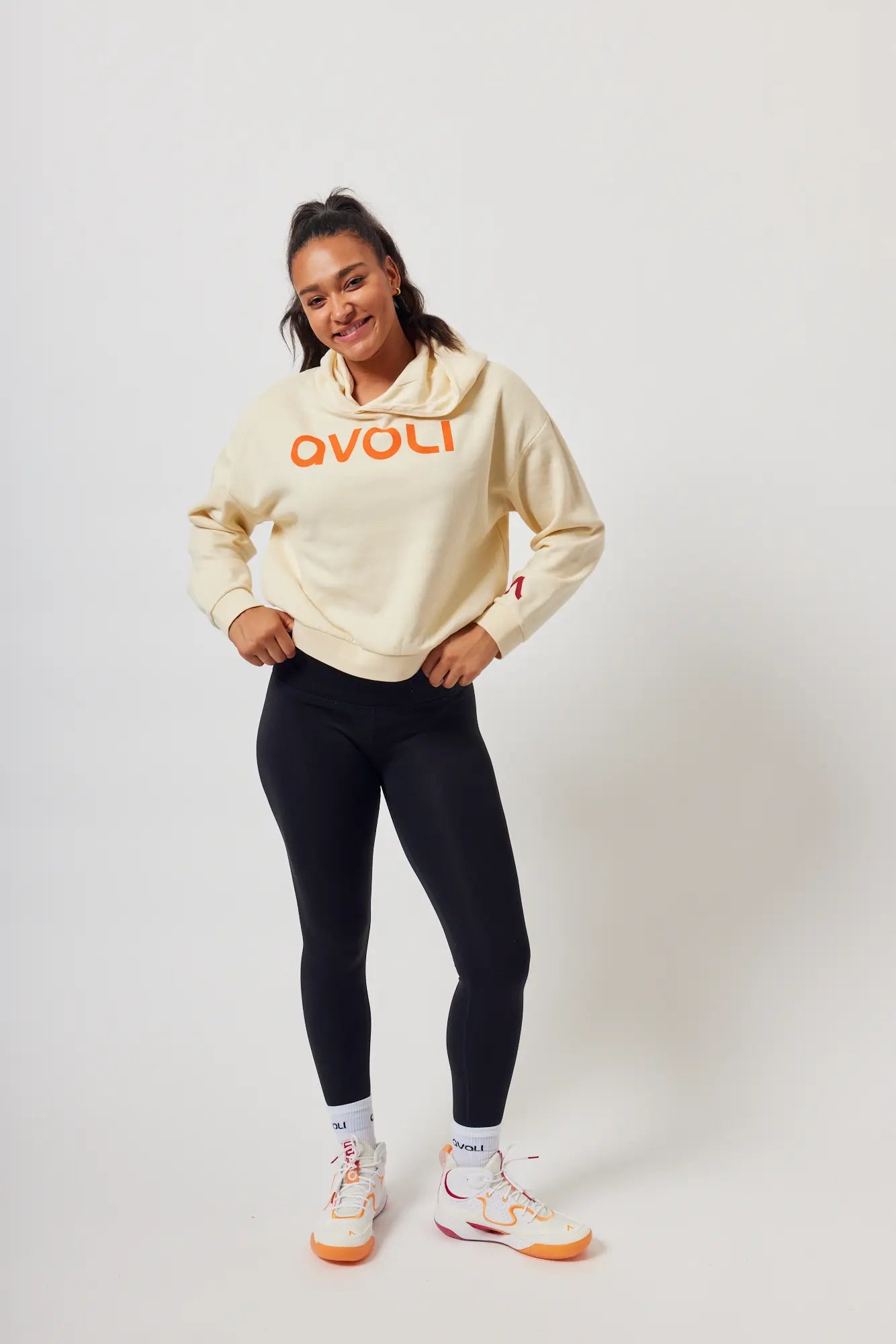 Winter 2024 Cream and Orange Cropped Hoodie