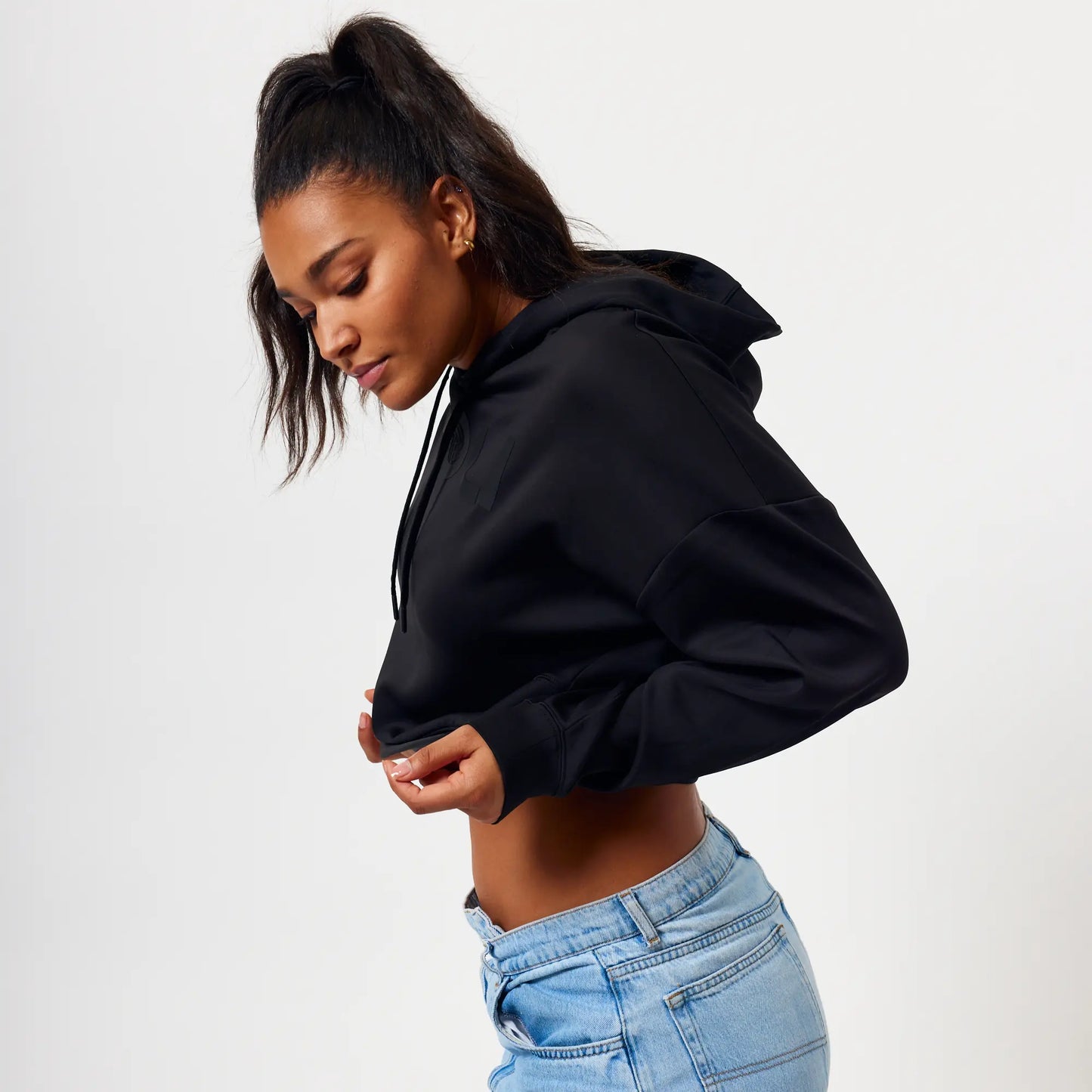 Winter 2024 Black with Black Cropped Hoodie