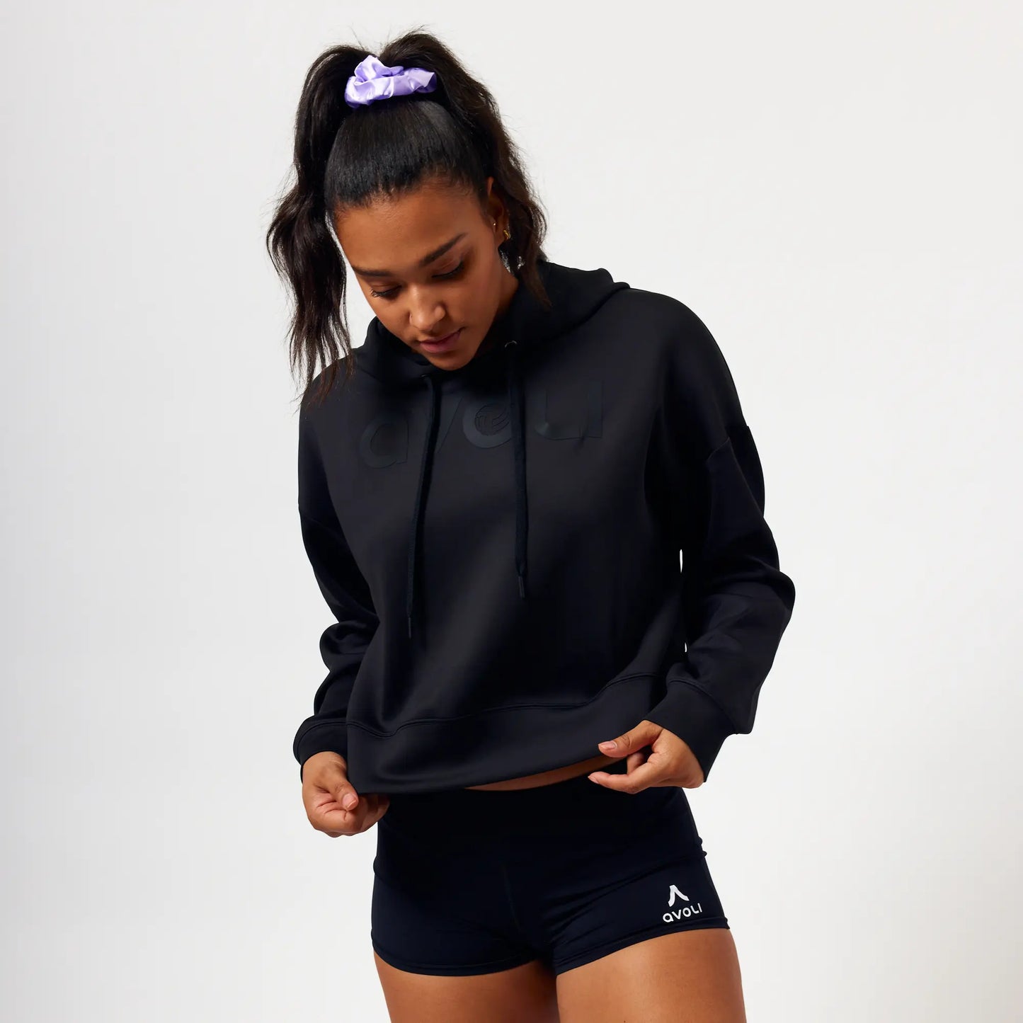 Winter 2024 Black with Black Cropped Hoodie
