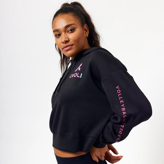 Winter 2024 Black and Rainbow Cropped Hoodie