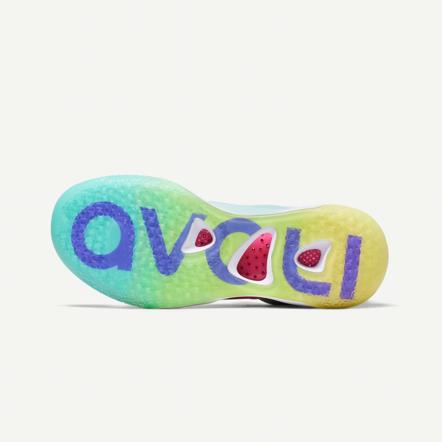 Multicolored volleyball sneaker in light green with yellow and red accents volleyball sneaker on a white background