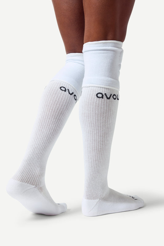 Avoli Calf Sock in White with Black