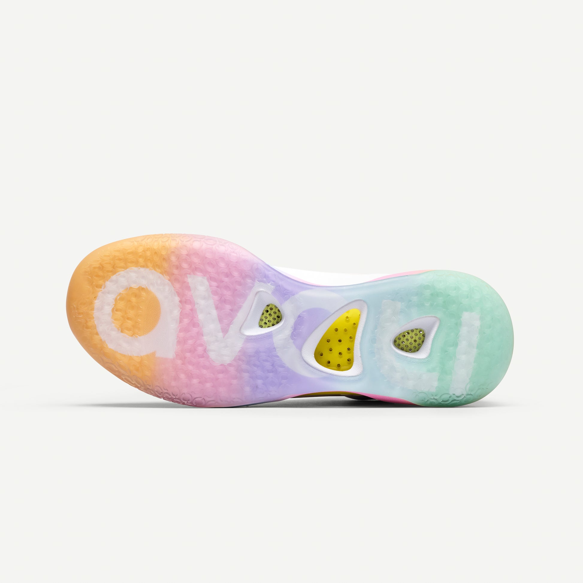 White Avoli volleyball sneaker with colorful sole on a white background